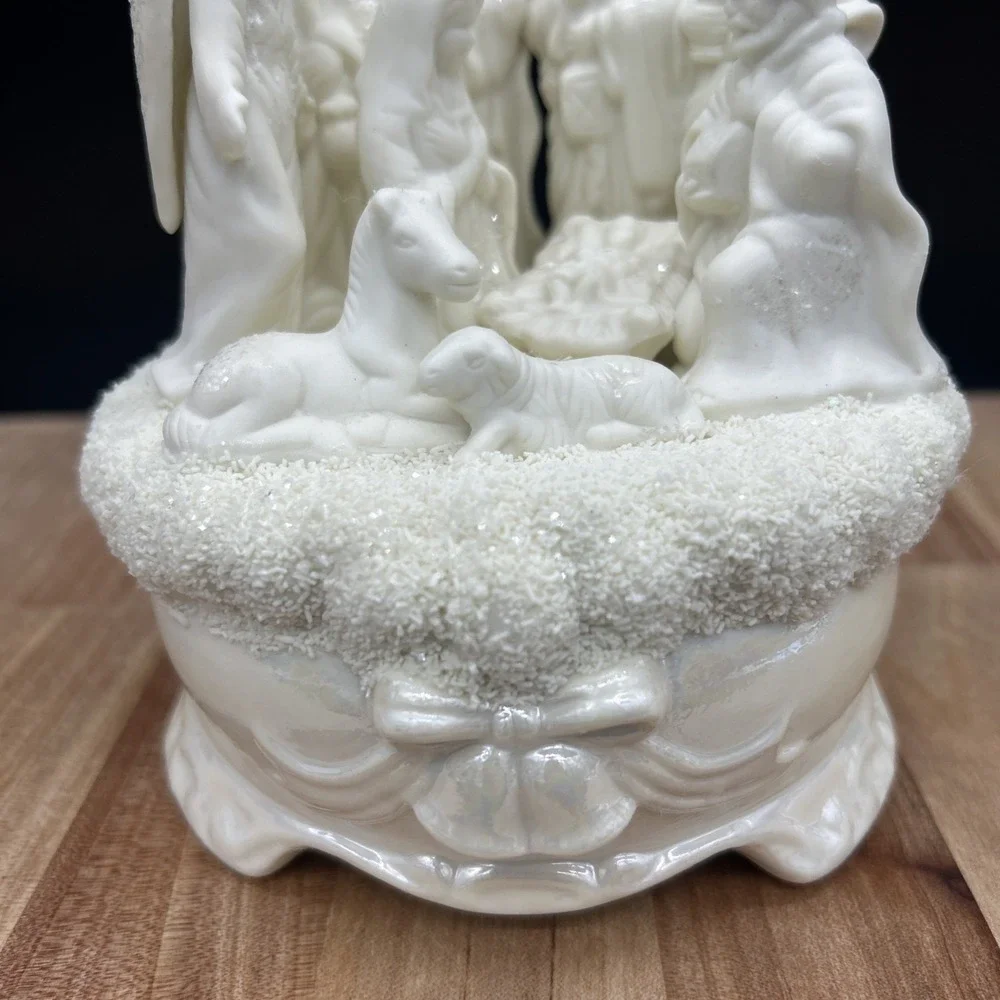 Cracker Barrel Nativity Music Box Silent Night Works Perfectly Christmas Glitter